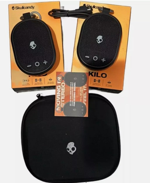 Skullcandy Kilo Wireless Waterproof Bluetooth Speaker with Case Bundle, 2-pack